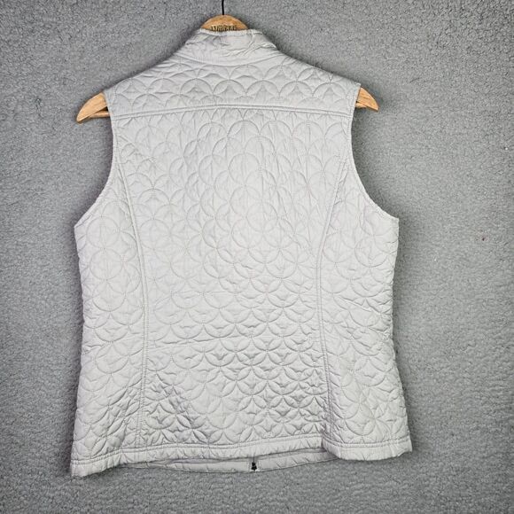 Eddie Bauer Vest Womens Large Silver Lightweight Full Zip Zipper Pockets Quilted - Picture 2 of 13